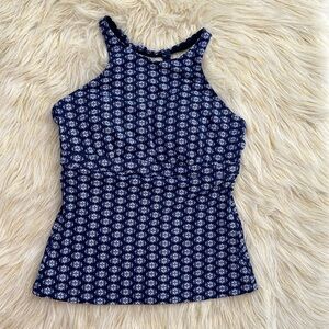 ATHLETA WOMEN'S TANGIER HIGH NECK TANKINI TOP DRESS BLUE SIZE 36 D/DD EUC